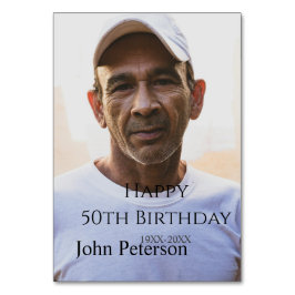 Happy 50th birthday name photo year man simple min kaart
