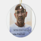 Happy 50th birthday name photo year man simple min keramisch ornament (Links)