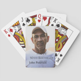 Happy 50th birthday name photo year man simple min pokerkaarten