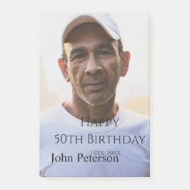 Happy 50th birthday name photo year man simple min post-it® notes