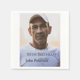 Happy 50th birthday name photo year man simple min servet