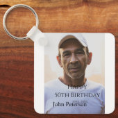 Happy 50th birthday name photo year man simple min sleutelhanger (Voorkant)