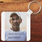 Happy 50th birthday name photo year man simple min sleutelhanger (Achterkant)