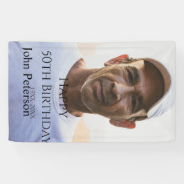 Happy 50th birthday name photo year man simple min spandoek