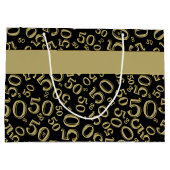 Happy 50th Birthday Number Pattern Black/Gold Large Cadeautasje (Achterkant)