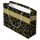 Happy 50th Birthday Number Pattern Black/Gold Large Cadeautasje (Achterkant Gekanteld)