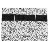 Happy 50th Birthday Number Pattern Black/White Large Cadeautasje (Achterkant)