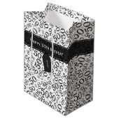 Happy 50th Birthday Number Pattern Black/White Medium Cadeauzakje (Voorkant Gekanteld)