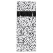 Happy 50th Birthday Number Pattern Black/White Wijn Cadeautas (Achterkant)
