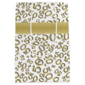 Happy 50th Birthday Number Pattern Gold/White Medium Cadeauzakje (Achterkant)