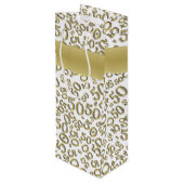 Happy 50th Birthday Number Pattern Gold/White Wijn Cadeautas (Achterkant Gekanteld)