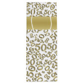 Happy 50th Birthday Number Pattern Gold/White Wijn Cadeautas (Achterkant)