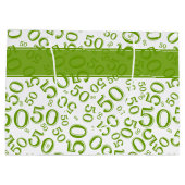 Happy 50th Birthday Number Pattern Green/White Groot Cadeauzakje (Achterkant)