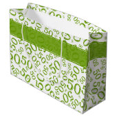 Happy 50th Birthday Number Pattern Green/White Groot Cadeauzakje (Achterkant Gekanteld)
