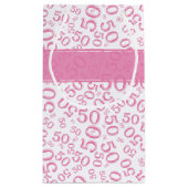 Happy 50th Birthday Number Pattern Pink/White Klein Cadeauzakje (Achterkant)