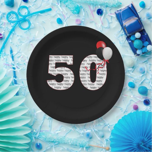 Happy 50th Birthday on Black Paper Bord (Feest)