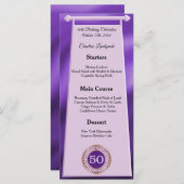 Happy 50th Birthday Paarse Glitter Folie Menu (Voorkant / Achterkant)