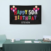 Happy 50th Birthday Party Colorful Personalized Spandoek (Beurs)