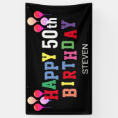 Happy 50th Birthday Party Colorful Personalized Spandoek (Verticaal)