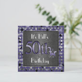 Happy 50th Birthday Party InvitationPERSONALIZED Kaart (Staand voorkant)