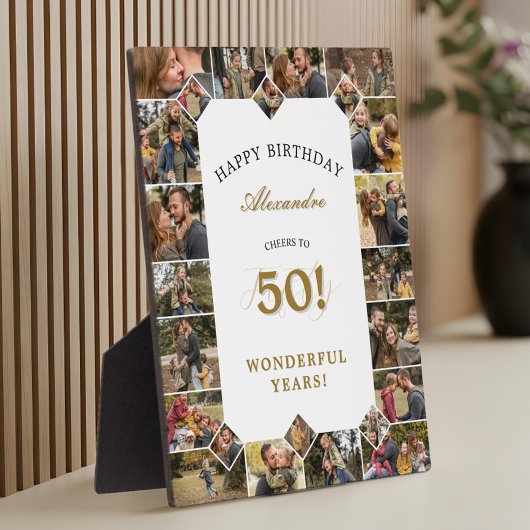 Happy 50th Birthday Personalized Photo Collage Fotoplaat