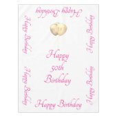 Happy 50th Birthday Pink White Gold Balloons Cool Tafelkleed (Voorkant)