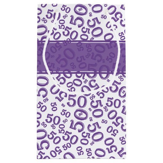 Happy 50th Birthday Random Number Pattern Paars Klein Cadeauzakje (Achterkant)