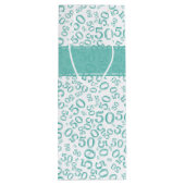 Happy 50th Birthday Random Pattern Blauwgroen/Whit Wijn Cadeautas (Achterkant)