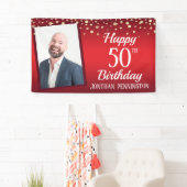 Happy 50th Birthday Red met Confetti One Photo Spandoek (Insitu)