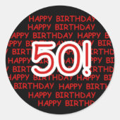 Happy 50th Birthday Ronde Sticker (Voorkant)