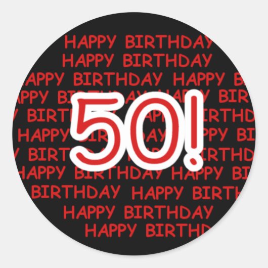 Happy 50th Birthday Ronde Sticker (Voorkant)