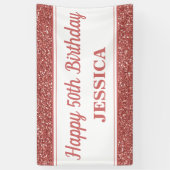 Happy 50th Birthday Roos Gold Glitter Spandoek (Verticaal)