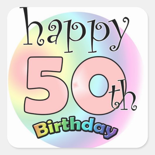 Happy 50th Birthday (roze) Vierkante Sticker (Voorkant)