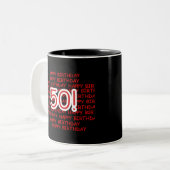 Happy 50th Birthday Tweekleurige Koffiemok (Voorkant links)