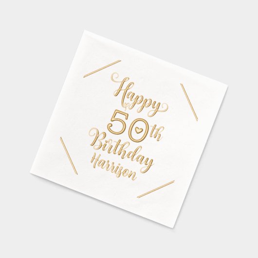 Happy 50th Birthday Vijftig Gepersonaliseerde Naam Folie Servetten (Links)
