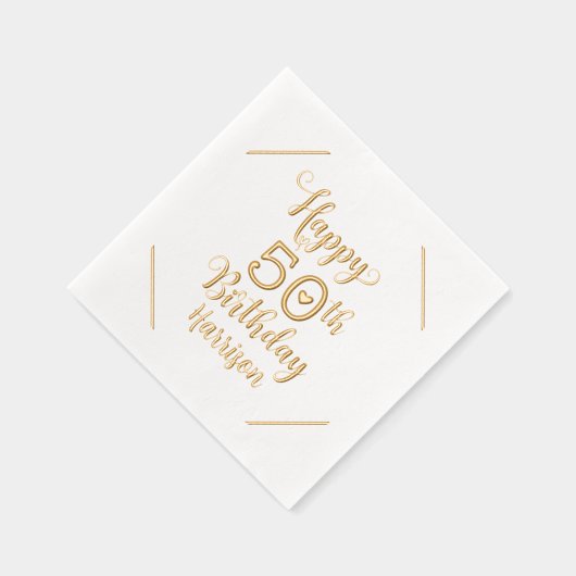 Happy 50th Birthday Vijftig Gepersonaliseerde Naam Folie Servetten (Rechts)