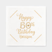Happy 50th Birthday Vijftig Gepersonaliseerde Naam Folie Servetten (Voorkant)
