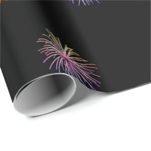 Happy 50th Birthday vuurwerk op zwart Cadeaupapier