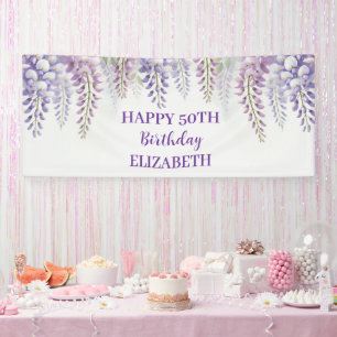 Happy 50th Birthday Wisteria Purple Flowers Spandoek