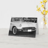 Happy 50th Birthday Witte T-vogel wenskaart Kaart (Gele Bloem)