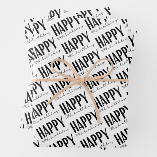 Happy 50th Birthday Wrapping Paper Sheets (In situ)
