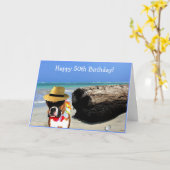 Happy 50th BirthdayBoxer wenskaart Kaart (Gele Bloem)