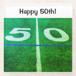 Happy 50th football 50 yard lijnfoto glazen onderzetter
