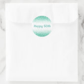 Happy 50th Glam Green Glitter Elegant Typografie Ronde Sticker (Tas)