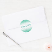 Happy 50th Glam Green Glitter Elegant Typografie Ronde Sticker (Envelop)