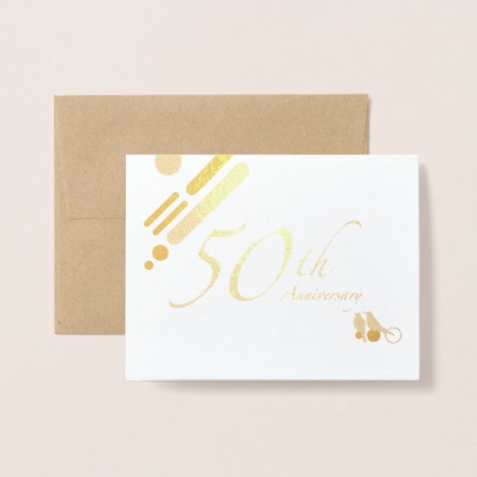 Happy 50th Golden Jubileum Mod Birds Folie Kaarten (Voorkant met envelop)