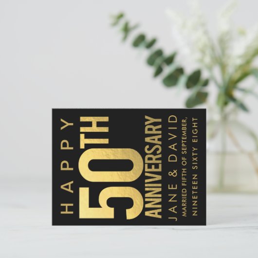 Happy 50th Golden Wedding Jubileum gepersonaliseer Briefkaart (Staand voorkant)