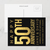 Happy 50th Golden Wedding Jubileum gepersonaliseer Briefkaart (Voorkant / Achterkant)