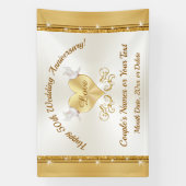 Happy 50th Jubileum Banner, gepersonaliseerd Golde Spandoek (Verticaal)
