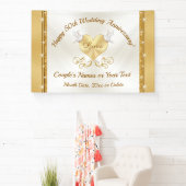 Happy 50th Jubileum Banner, gepersonaliseerd Golde Spandoek (Insitu)